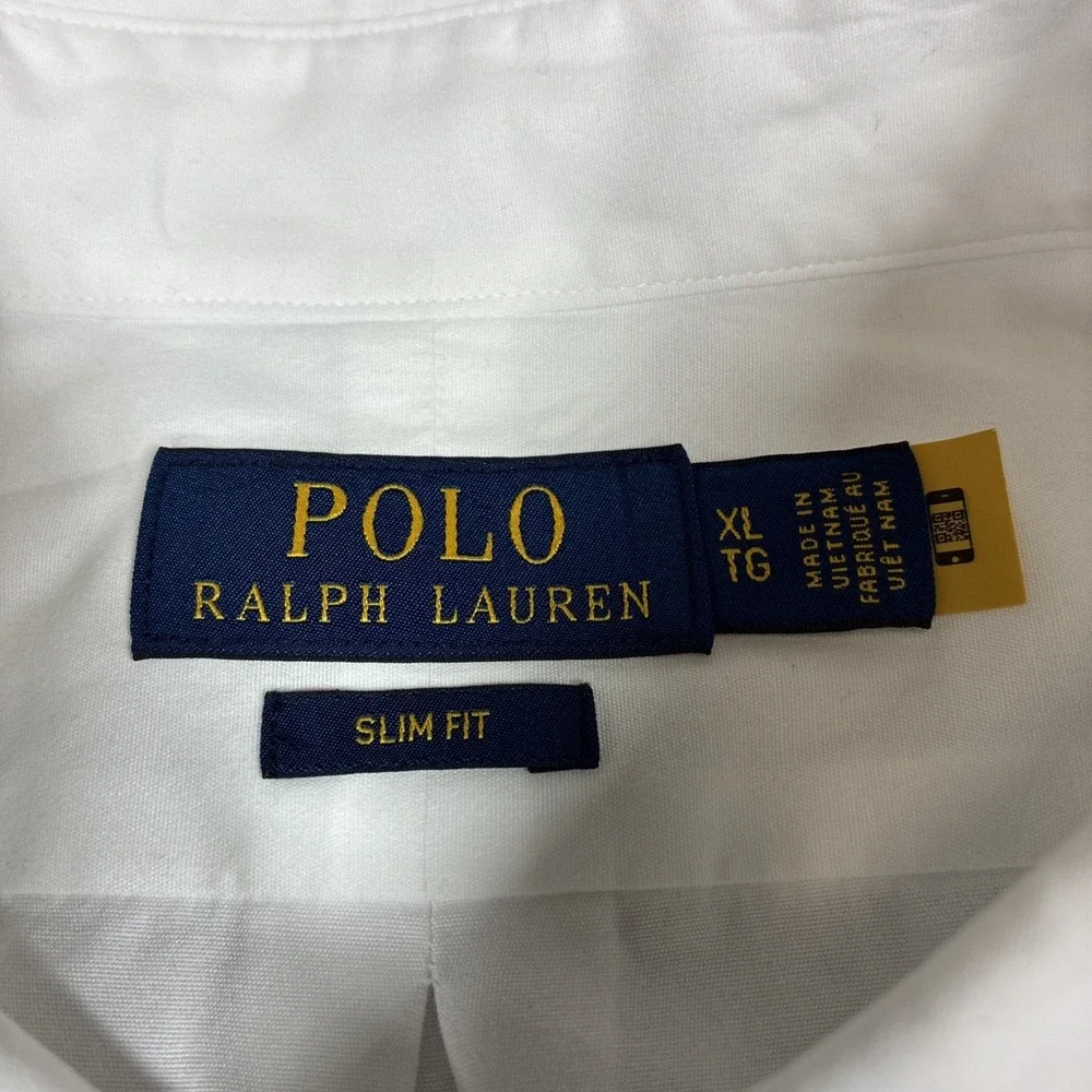 Polo Ralph Lauren Mens Slim Fit Poplin Shirt Long Sleeve White Classic Preppy